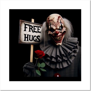 Free Hugs Scary Clown Valentine Halloween Horror Posters and Art